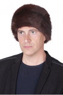 Dark brown sable fur hat.  Hat with turned-up brim, double-sided fur